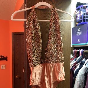 Urban Outfitters sparkly no back plunge bodysuit